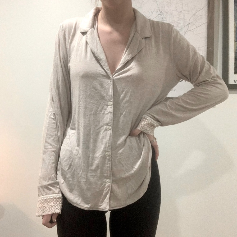 Victoria Secret Soft Lacy Button Up Pajama Shirt